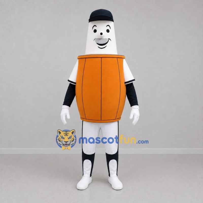 Custom Orange and White Drum Character Mascot Costume Adult Full Body Suit for Music Events