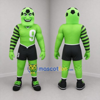 Custom Green and Black Soccer Player Mascot Costume Adult Full Body Suit for Soccer Games