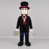 Custom Black and Red Top Hat Gentleman Mascot Costume Adult Full Body Suit for Theater Events
