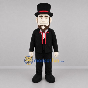 Custom Black and Red Top Hat Gentleman Mascot Costume Adult Full Body Suit for Theater Events