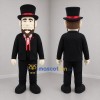 Custom Black and Red Top Hat Gentleman Mascot Costume Adult Full Body Suit for Theater Events