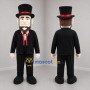 Custom Black and Red Top Hat Gentleman Mascot Costume Adult Full Body Suit for Theater Events