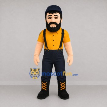 Custom Yellow and Black Lumberjack Mascot Costume Adult Full Body Suit for Community Events