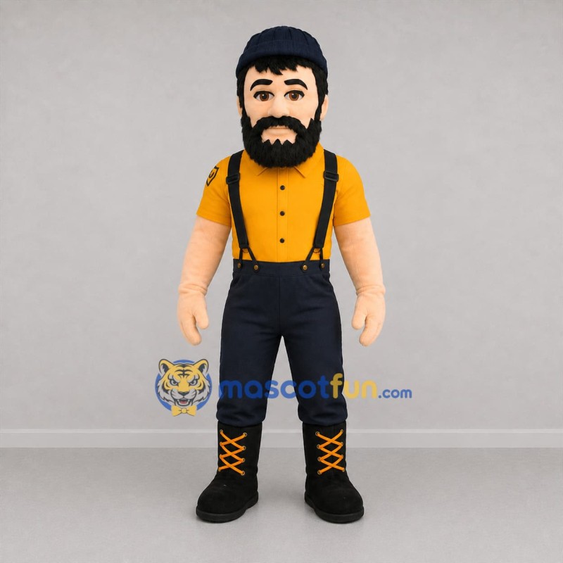 Custom Yellow and Black Lumberjack Mascot Costume Adult Full Body Suit for Community Events