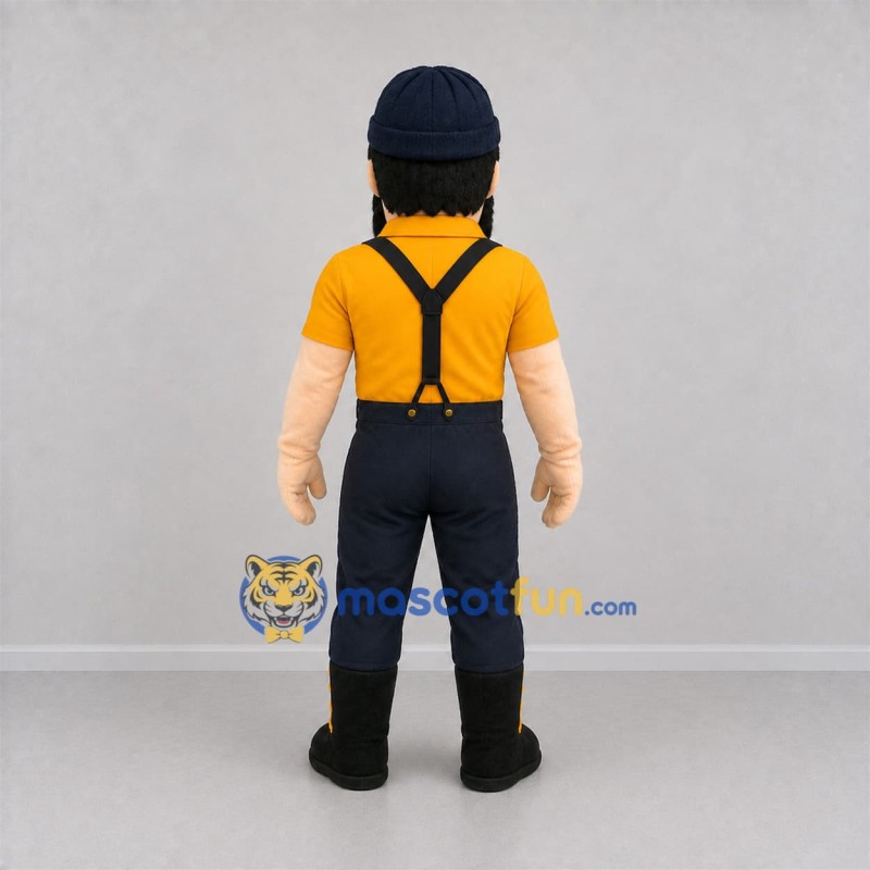 Custom Yellow and Black Lumberjack Mascot Costume Adult Full Body Suit for Community Events