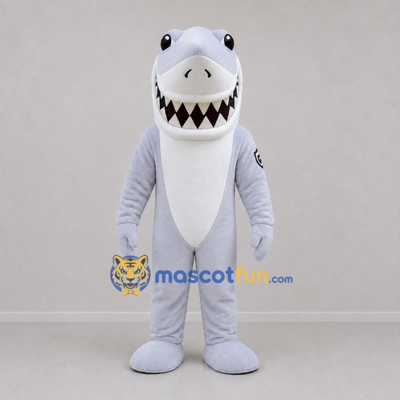 Custom Gray and White Shark Mascot Costume Adult Full Body Suit for Ocean Events