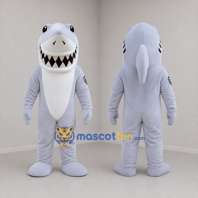 Custom Gray and White Shark Mascot Costume Adult Full Body Suit for Ocean Events