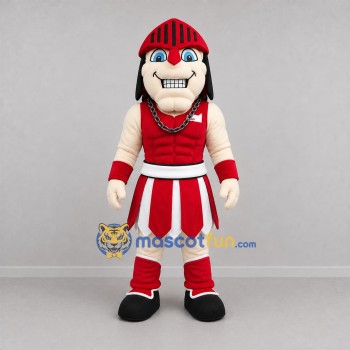 Custom Red and White Warrior Mascot Costume Adult Full Body Suit for Sports Events