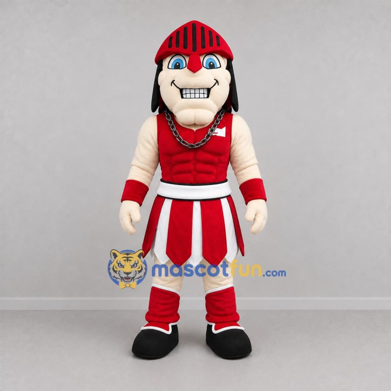 Custom Red and White Warrior Mascot Costume Adult Full Body Suit for Sports Events