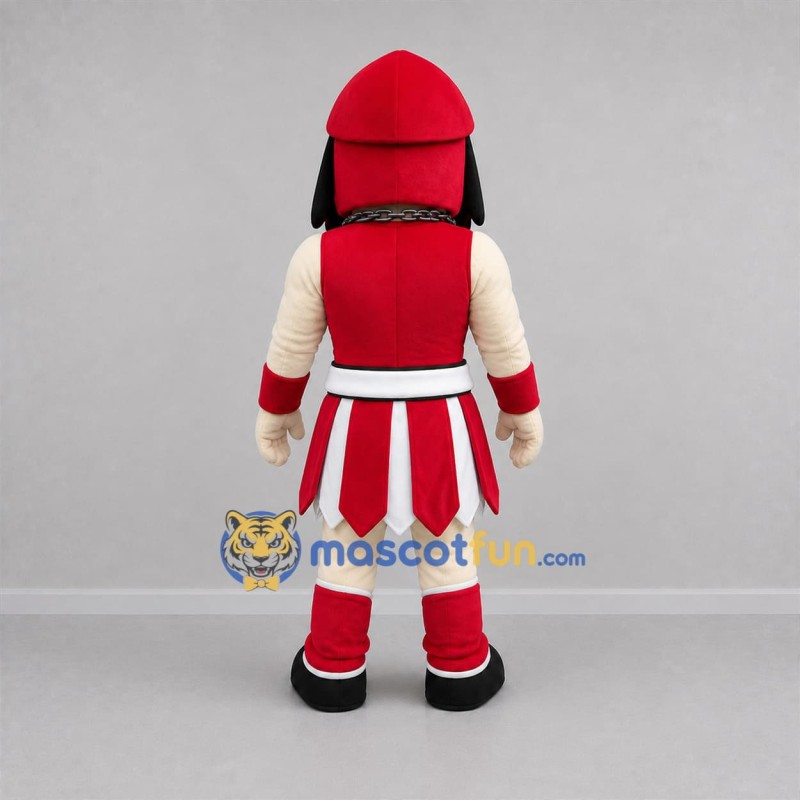 Custom Red and White Warrior Mascot Costume Adult Full Body Suit for Sports Events