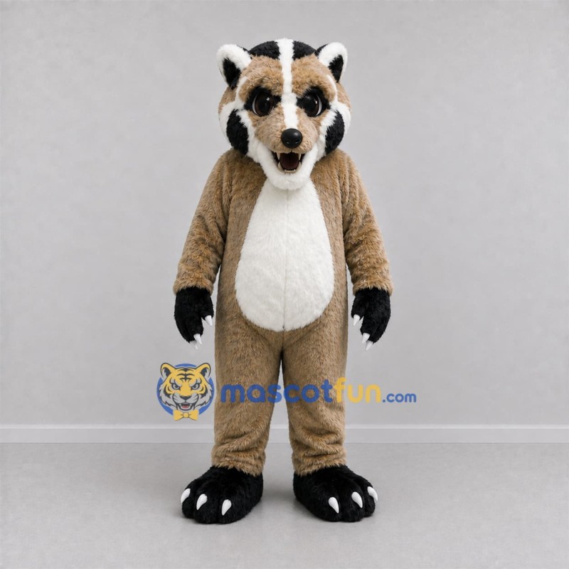 Custom Brown and Black Badger Mascot Costume Adult Full Body Suit for Wildlife Events