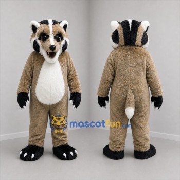 Custom Brown and Black Badger Mascot Costume Adult Full Body Suit for Wildlife Events