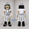 Custom White and Black Knight Mascot Costume Adult Full Body Suit for Medieval Festivals