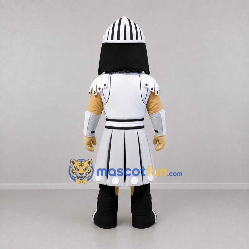 Custom White and Black Knight Mascot Costume Adult Full Body Suit for Medieval Festivals