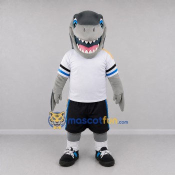 Custom Gray and White Shark Mascot Costume Adult Full Body Suit for Sports Events