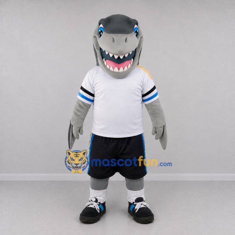 Custom Gray and White Shark Mascot Costume Adult Full Body Suit for Sports Events