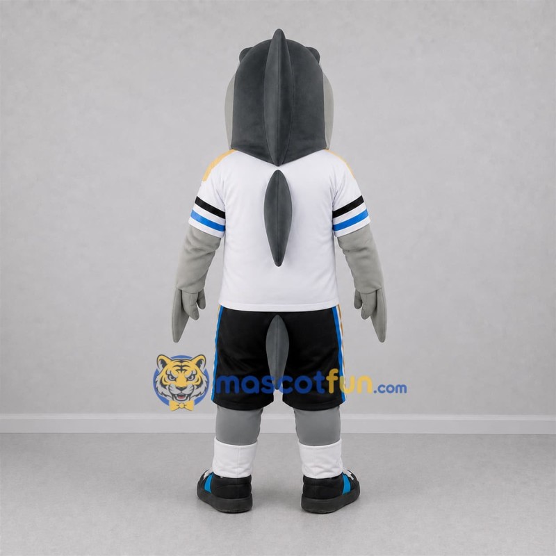 Custom Gray and White Shark Mascot Costume Adult Full Body Suit for Sports Events