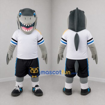 Custom Gray and White Shark Mascot Costume Adult Full Body Suit for Sports Events