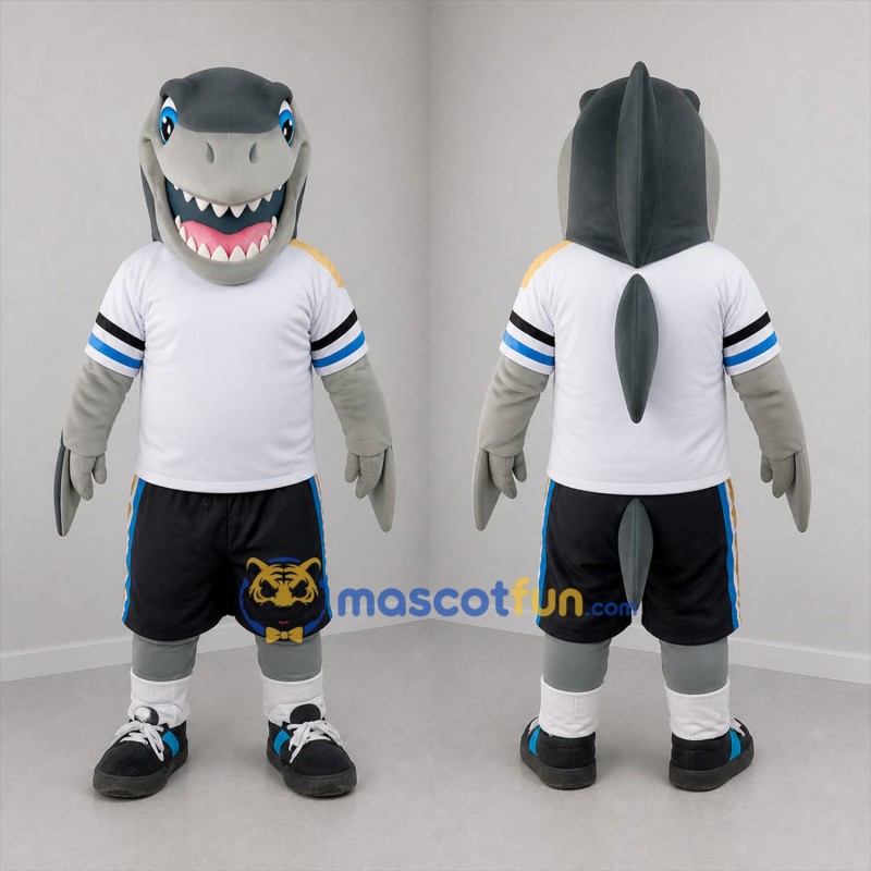 Custom Gray and White Shark Mascot Costume Adult Full Body Suit for Sports Events