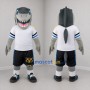 Custom Gray and White Shark Mascot Costume Adult Full Body Suit for Sports Events