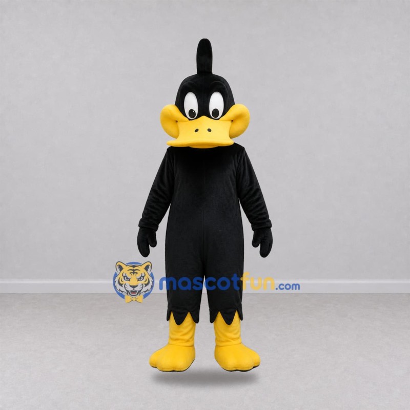Custom Black and Yellow Duck Mascot Costume Adult Full Body Suit for School Events