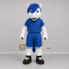 Custom White and Blue Horse Mascot Costume Adult Full Body Suit for Sports Events