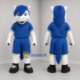 Custom White and Blue Horse Mascot Costume Adult Full Body Suit for Sports Events