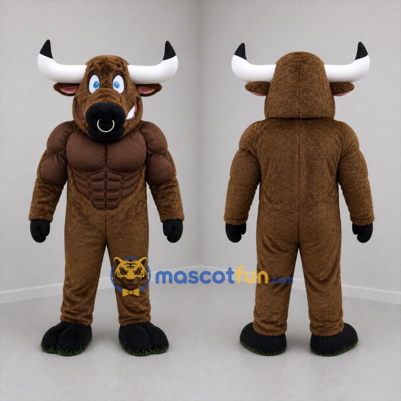 Custom Brown Bull Mascot Costume Adult Full Body Suit for Sports Events