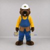 Custom Brown and Blue Construction Beaver Mascot Costume Adult Full Body Suit for Trade Shows