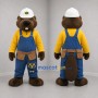 Custom Brown and Blue Construction Beaver Mascot Costume Adult Full Body Suit for Trade Shows