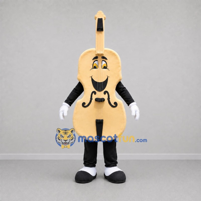Custom Tan Violin Mascot Costume Adult Full Body Suit for Music Events