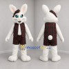 Custom White and Red Bunny Mascot Costume Adult Full Body Suit for Spring Events