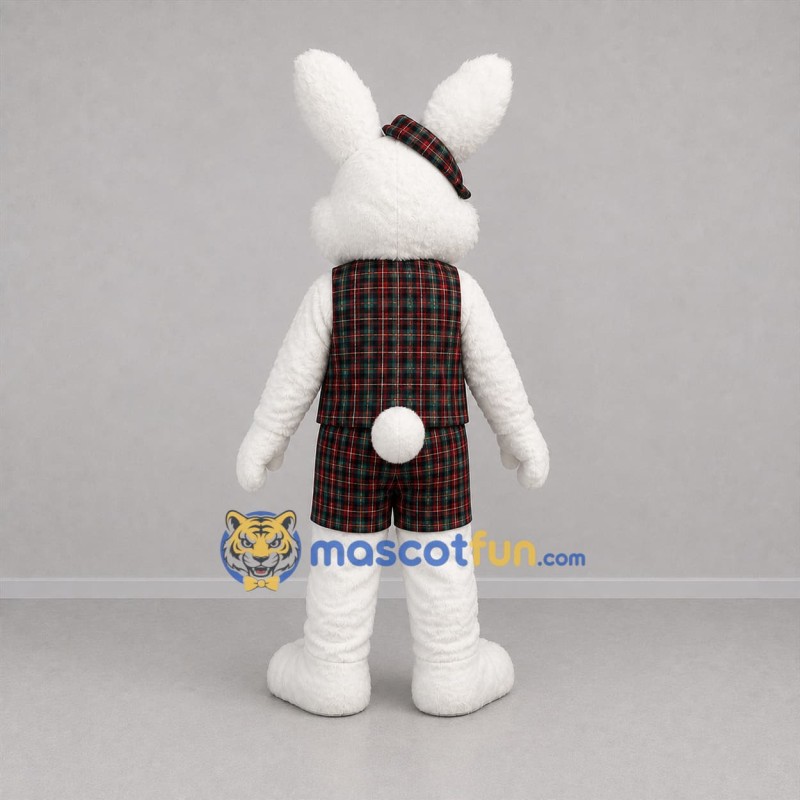 Custom White and Red Bunny Mascot Costume Adult Full Body Suit for Spring Events