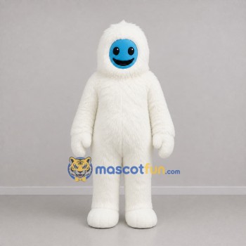 Custom White and Blue Yeti Mascot Costume Adult Full Body Suit for Winter Events