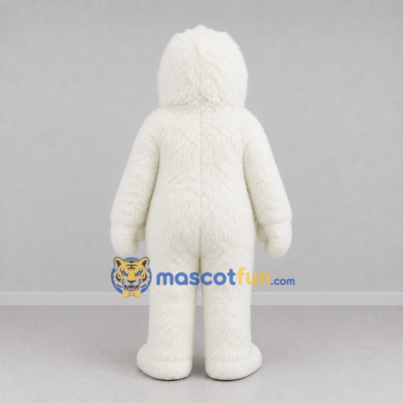Custom White and Blue Yeti Mascot Costume Adult Full Body Suit for Winter Events