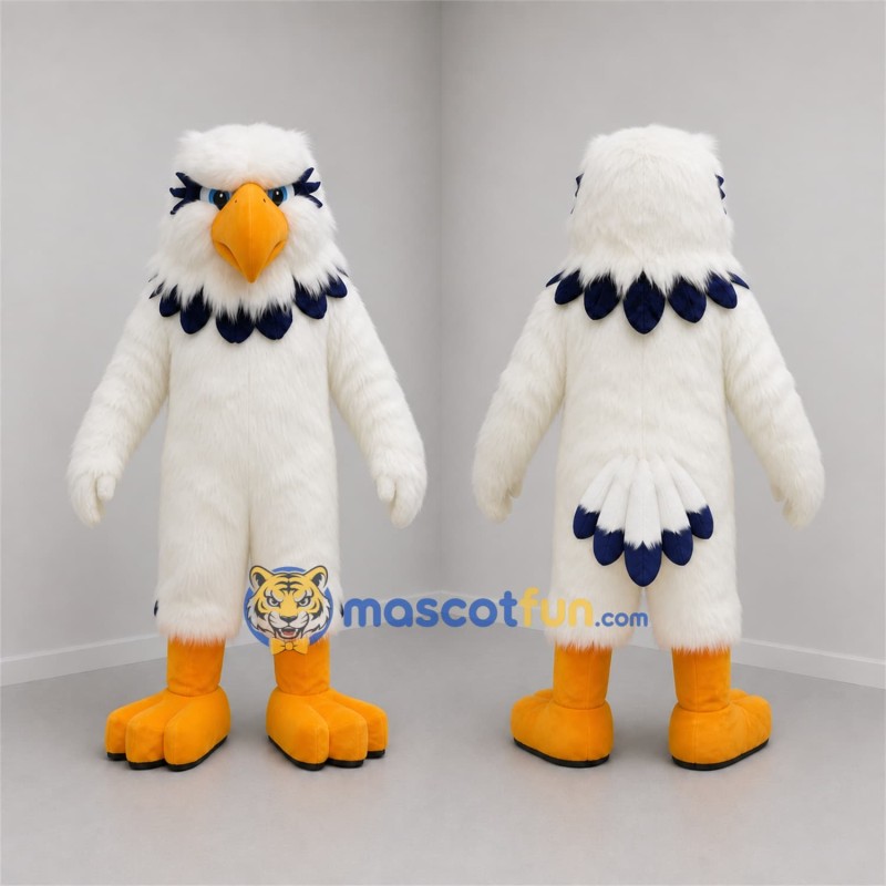 Custom White and Blue Eagle Mascot Costume Adult Full Body Suit for Sports Events