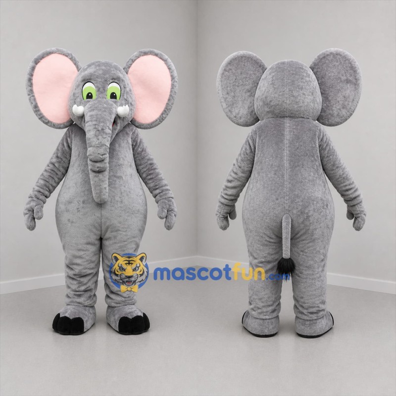Custom Gray and Pink Elephant Mascot Costume Adult Full Body Suit for Zoo Events