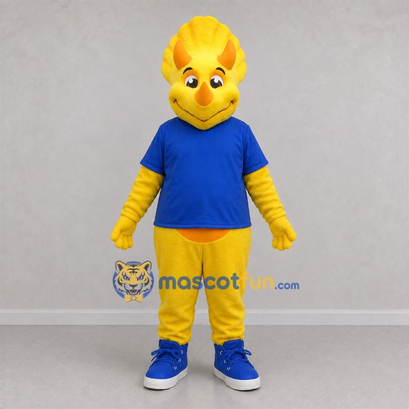 Custom Yellow and Blue Fantasy Character Mascot Costume Adult Full Body Suit for School Events
