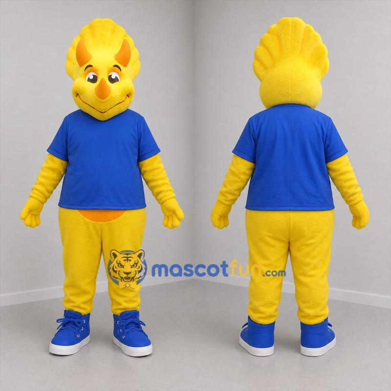 Custom Yellow and Blue Fantasy Character Mascot Costume Adult Full Body Suit for School Events