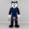 Custom Black and Blue Wolf Mascot Costume Adult Full Body Suit for Sports Events