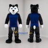 Custom Black and Blue Wolf Mascot Costume Adult Full Body Suit for Sports Events