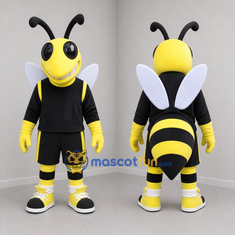Custom Yellow and Black Bee Mascot Costume Adult Full Body Suit for Sports Events