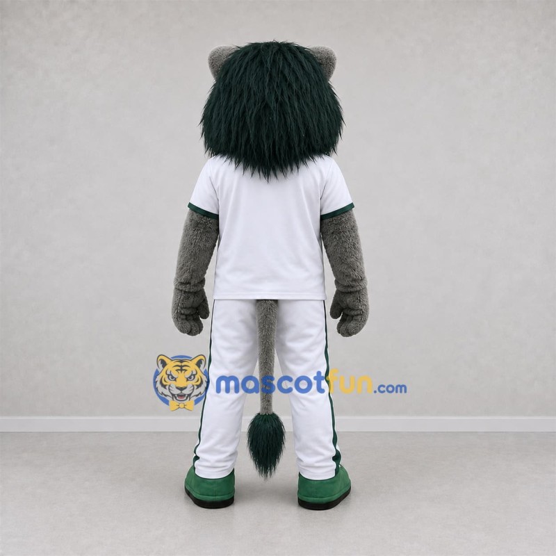 Custom Gray and White Lion Mascot Costume Adult Full Body Suit for Sports Events
