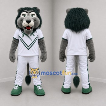 Custom Gray and White Lion Mascot Costume Adult Full Body Suit for Sports Events