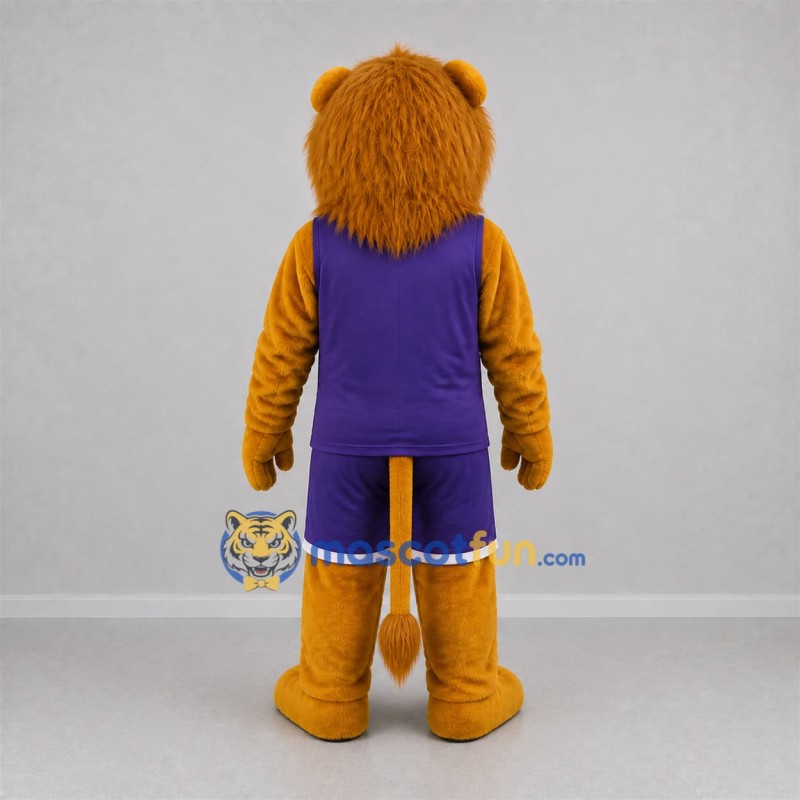Custom Gold and Purple Lion Mascot Costume Adult Full Body Suit for Sports Events