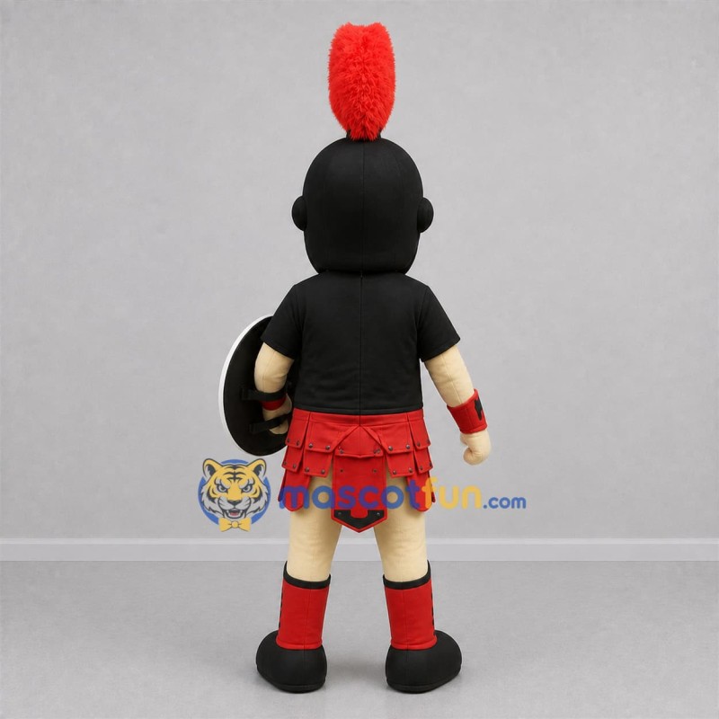 Custom Black and Red Spartan Warrior Mascot Costume Adult Full Body Suit for Sports Events