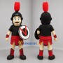 Custom Black and Red Spartan Warrior Mascot Costume Adult Full Body Suit for Sports Events
