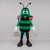 Custom Green and Black Bee Mascot Costume Adult Full Body Suit for School Events