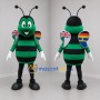 Custom Green and Black Bee Mascot Costume Adult Full Body Suit for School Events