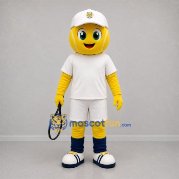 Custom Yellow and White Tennis Ball Player Mascot Costume Adult Full Body Suit for Tennis Events